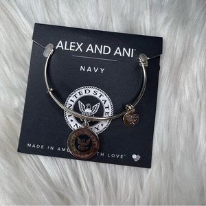 Alex and Ani Shiny Silver U.S. Navy Charm Bangle Bracelet